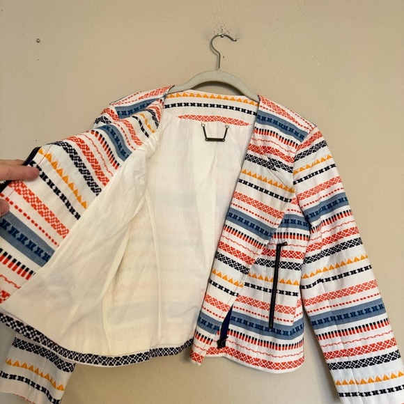 Trina Turk Jacket Blazer Size 8 Beatrix Tribal Embroidered Colorful Zip Up - Picture 10 of 16